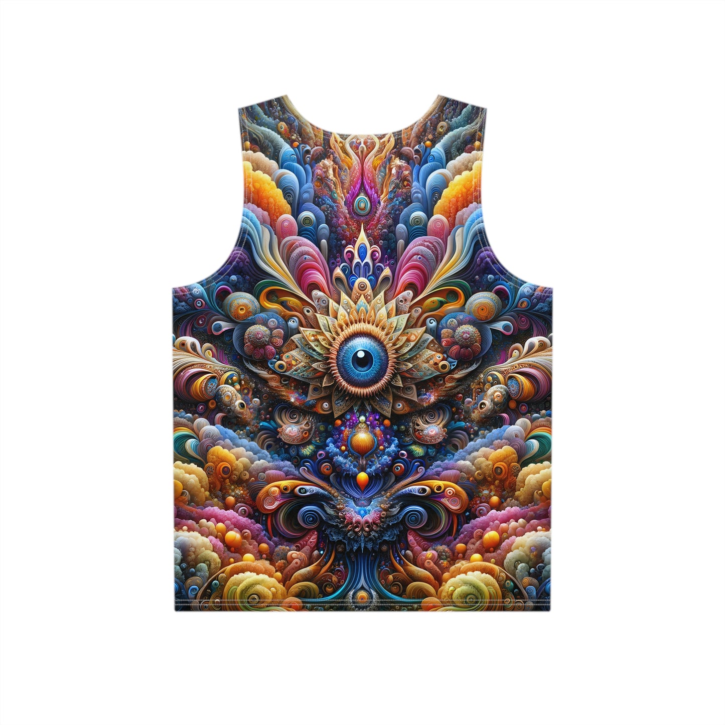 Jewel Eye Flourishing Full All Over Print Visionary Psychedelic Art Men's and Women's Unisex Tank Top T-Shirt for Festival and Street Wear