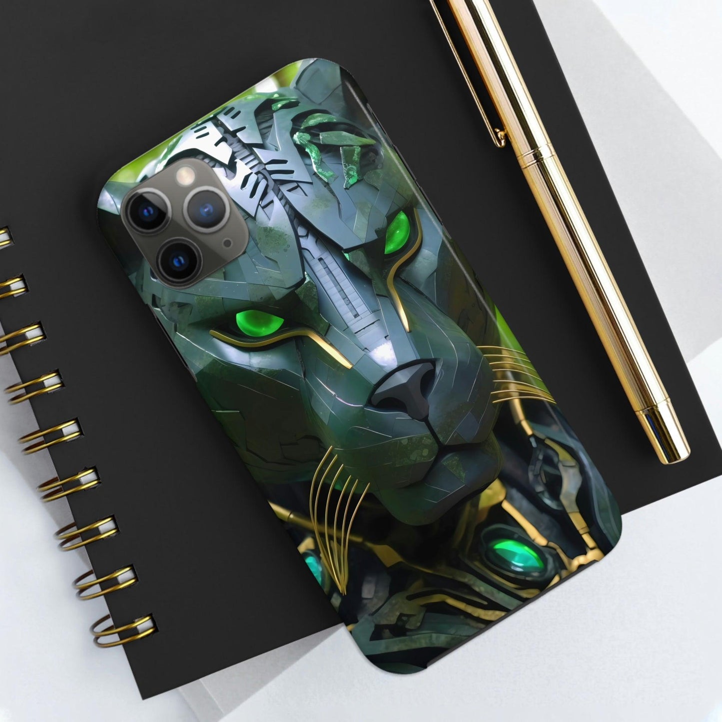 Obsidian Amazonian Black Panther Visionary Ai Art Phone Case - Tough, Unique, Custom Design by Alchemystics - Alchemystics.org