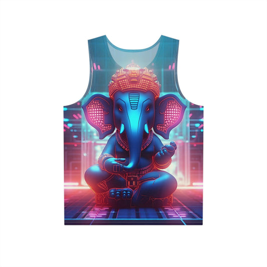 3d Ganesh Remover Of Obstacles Colorful Symmetrical Sublimation Tank Top for Him - Stylish Comfort for Festival Street Activewear and More - Alchemystics.org