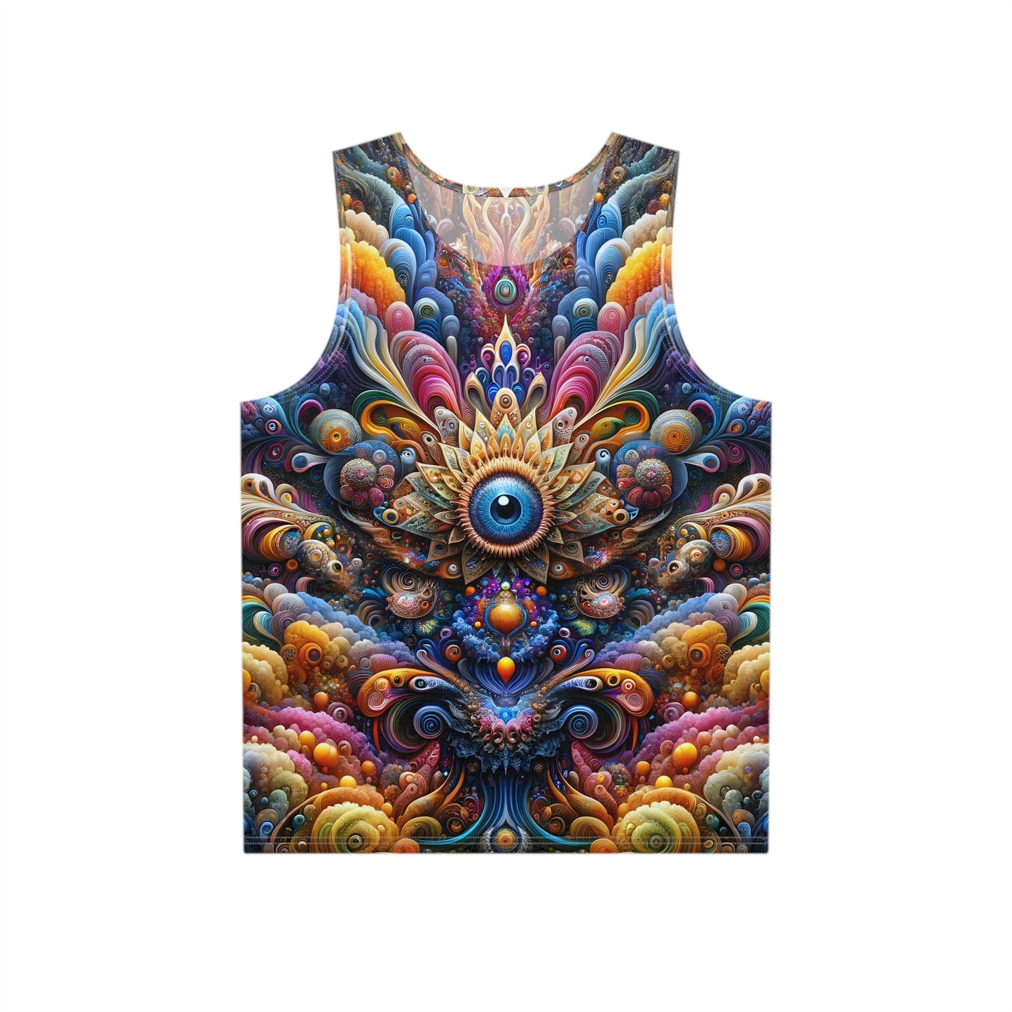 Jewel Eye Flourishing Full All Over Print Visionary Psychedelic Art Men's and Women's Unisex Tank Top T-Shirt for Festival and Street Wear