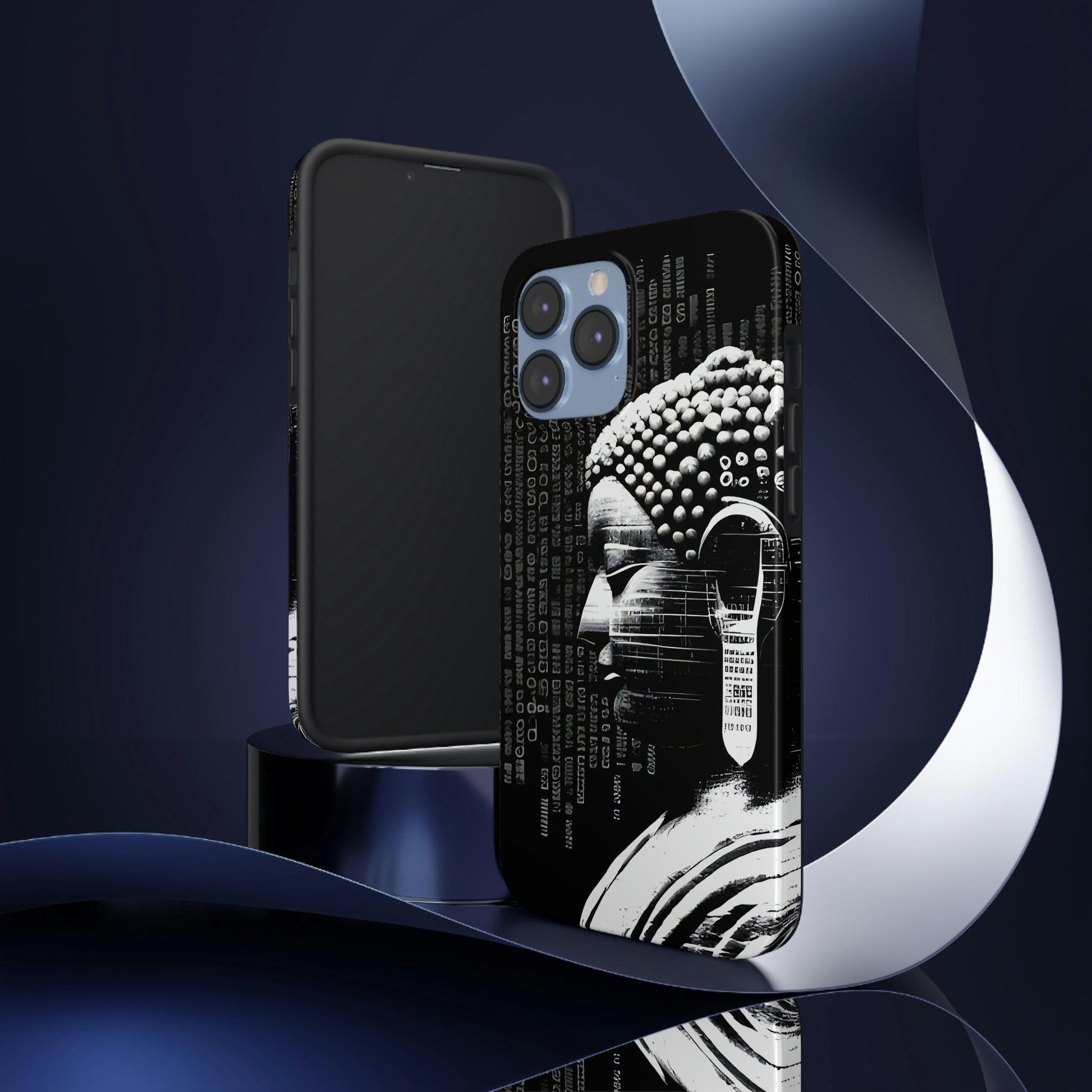 AI-Generated Art Phone Case for Iphone- Meta Zen Buddha Statue - Tough, Unique, Custom Design - Alchemystics.org