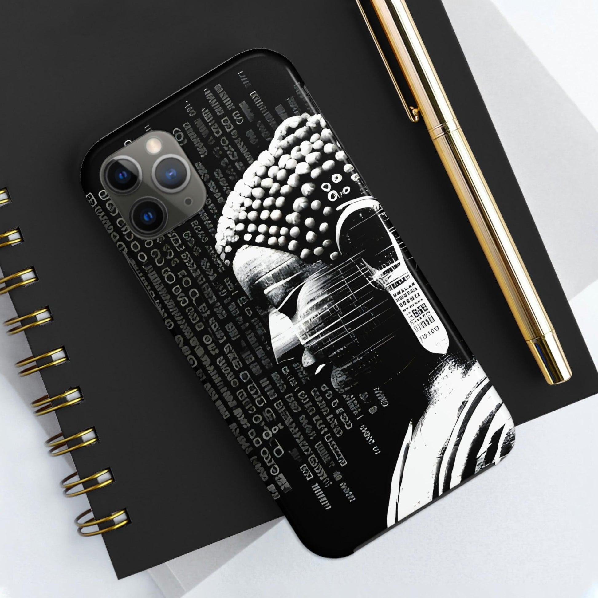 AI-Generated Art Phone Case for Iphone- Meta Zen Buddha Statue - Tough, Unique, Custom Design - Alchemystics.org