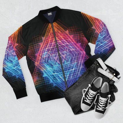 Alchemystics Sri Yantra by Meta Zen - Unisex Zip Bomber Jacket (AOP) - Alchemystics.org