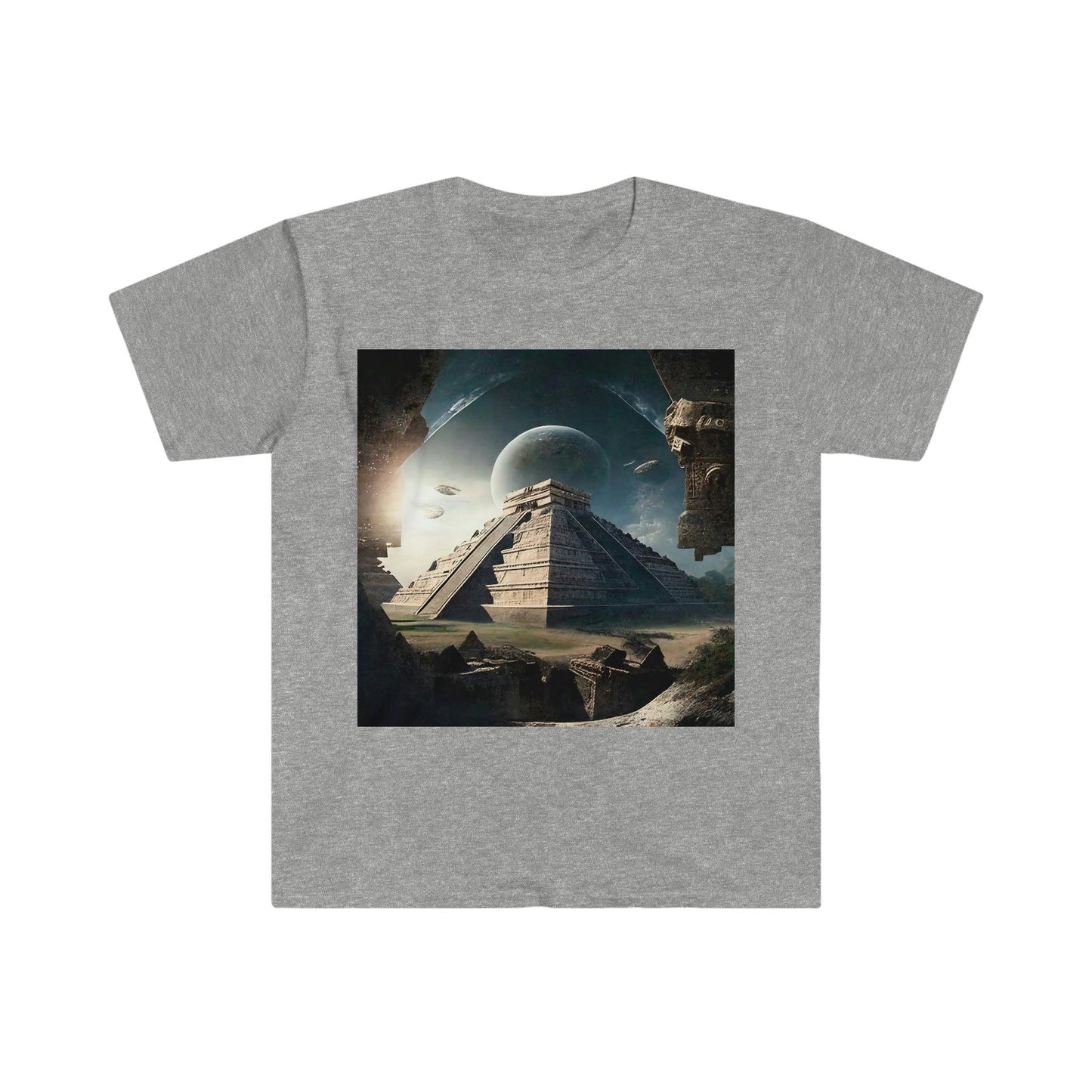 Ancient Aliens AI Digital Art T-shirt v4 - Men's and Women's Unisex Shirt for Festival and Street Wear - Alchemystics.org