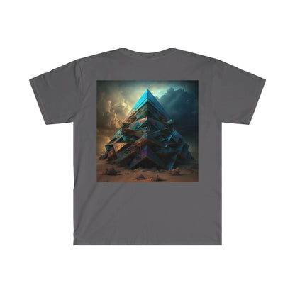 Bismuth Pyramids: Colorful and Surreal Unisex Soft Style Digital and AI Art T-Shirt for Festival and Street Wear v2 - Alchemystics.org