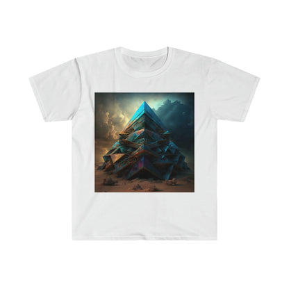 Bismuth Pyramids: Colorful and Surreal Unisex Soft Style Digital and AI Art T-Shirt for Festival and Street Wear v2 - Alchemystics.org