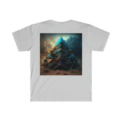 Bismuth Pyramids: Colorful and Surreal Unisex Soft Style Digital and AI Art T-Shirt for Festival and Street Wear v2 - Alchemystics.org