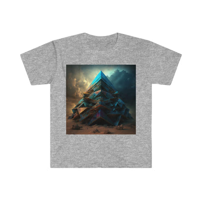 Bismuth Pyramids: Colorful and Surreal Unisex Soft Style Digital and AI Art T-Shirt for Festival and Street Wear v2 - Alchemystics.org