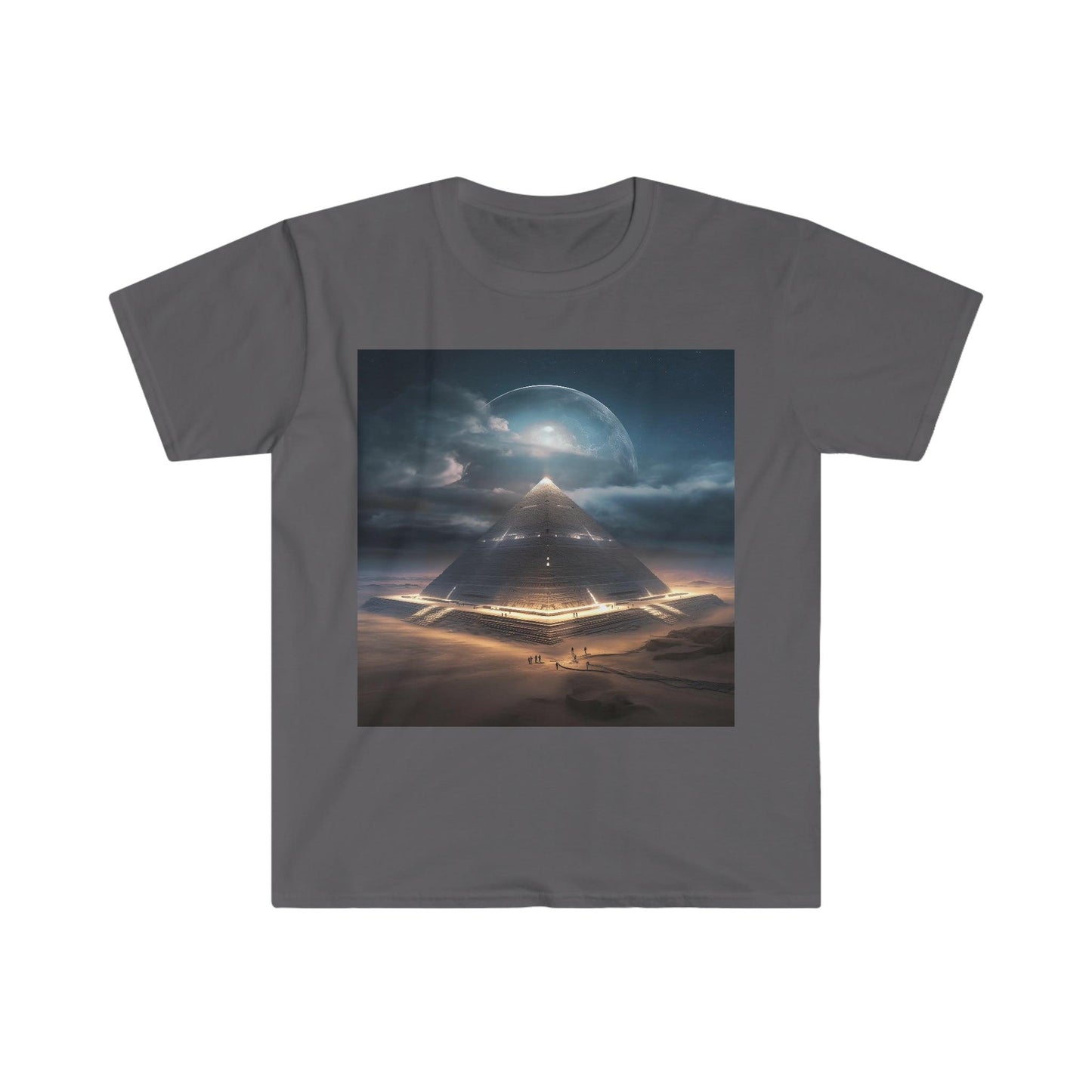 Cameron's Journey to the Eclipse at The Egyptian Pyramids - Visionary Psychedelic Ai Art Men's and Women's Unisex Soft Style T-Shirt for Festival and Street Wear - Alchemystics.org