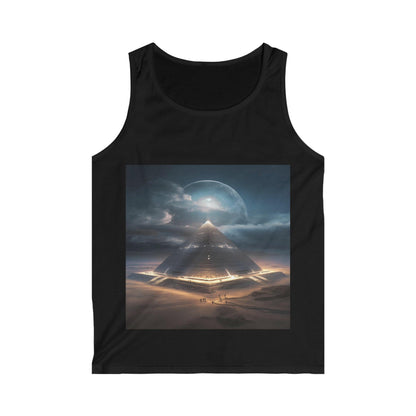 Cameron's Journey to the Eclipse at The Egyptian Pyramids - Visionary Psychedelic Ai Art Men's and Women's Unisex Softstyle Tank Top for Festival and Street Wear - Alchemystics.org