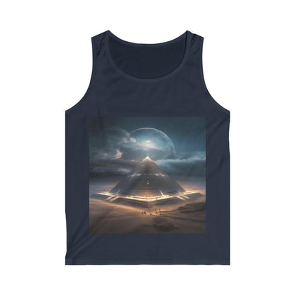 Cameron's Journey to the Eclipse at The Egyptian Pyramids - Visionary Psychedelic Ai Art Men's and Women's Unisex Softstyle Tank Top for Festival and Street Wear - Alchemystics.org