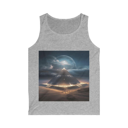 Cameron's Journey to the Eclipse at The Egyptian Pyramids - Visionary Psychedelic Ai Art Men's and Women's Unisex Softstyle Tank Top for Festival and Street Wear - Alchemystics.org