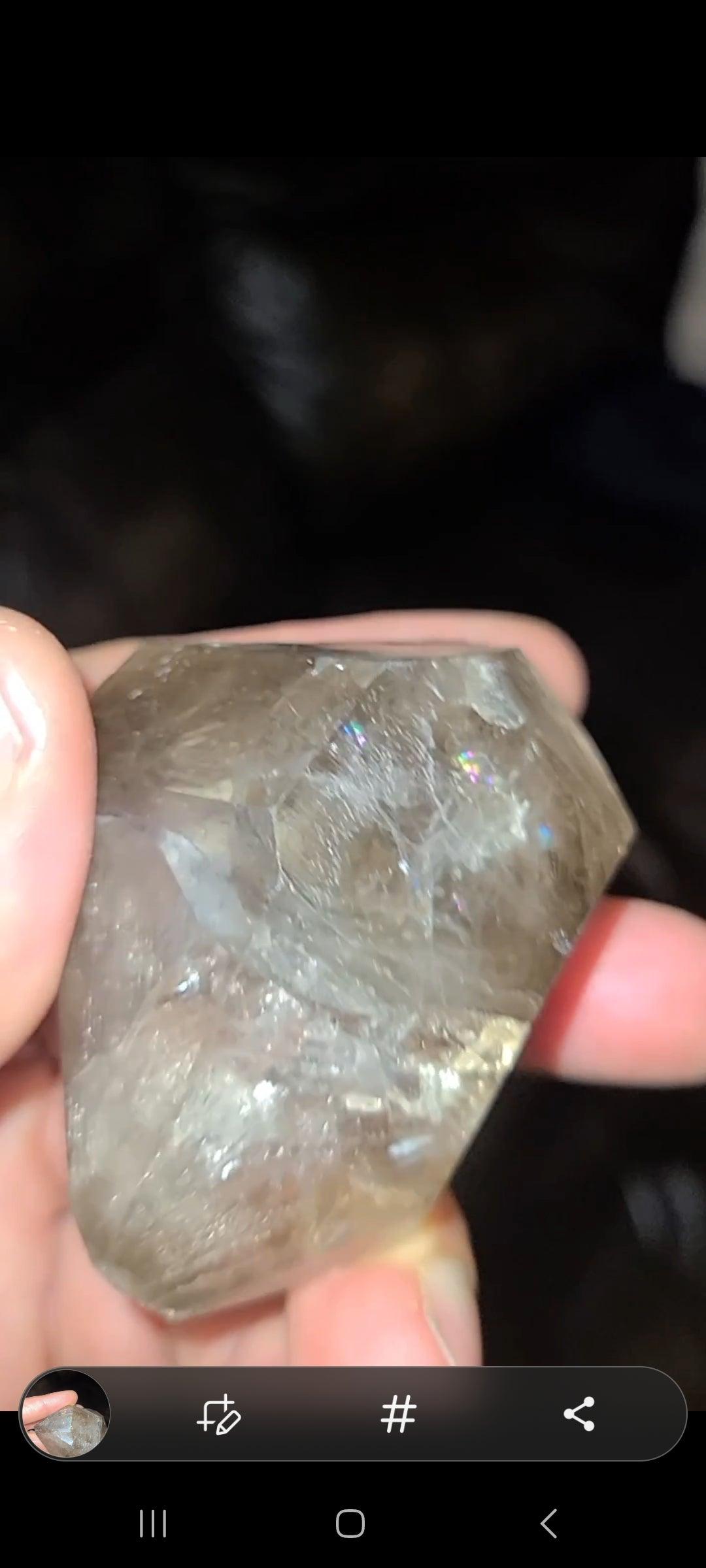 Double Terminated Elestial Smokey Quartz with Rainbows - Alchemystics.org