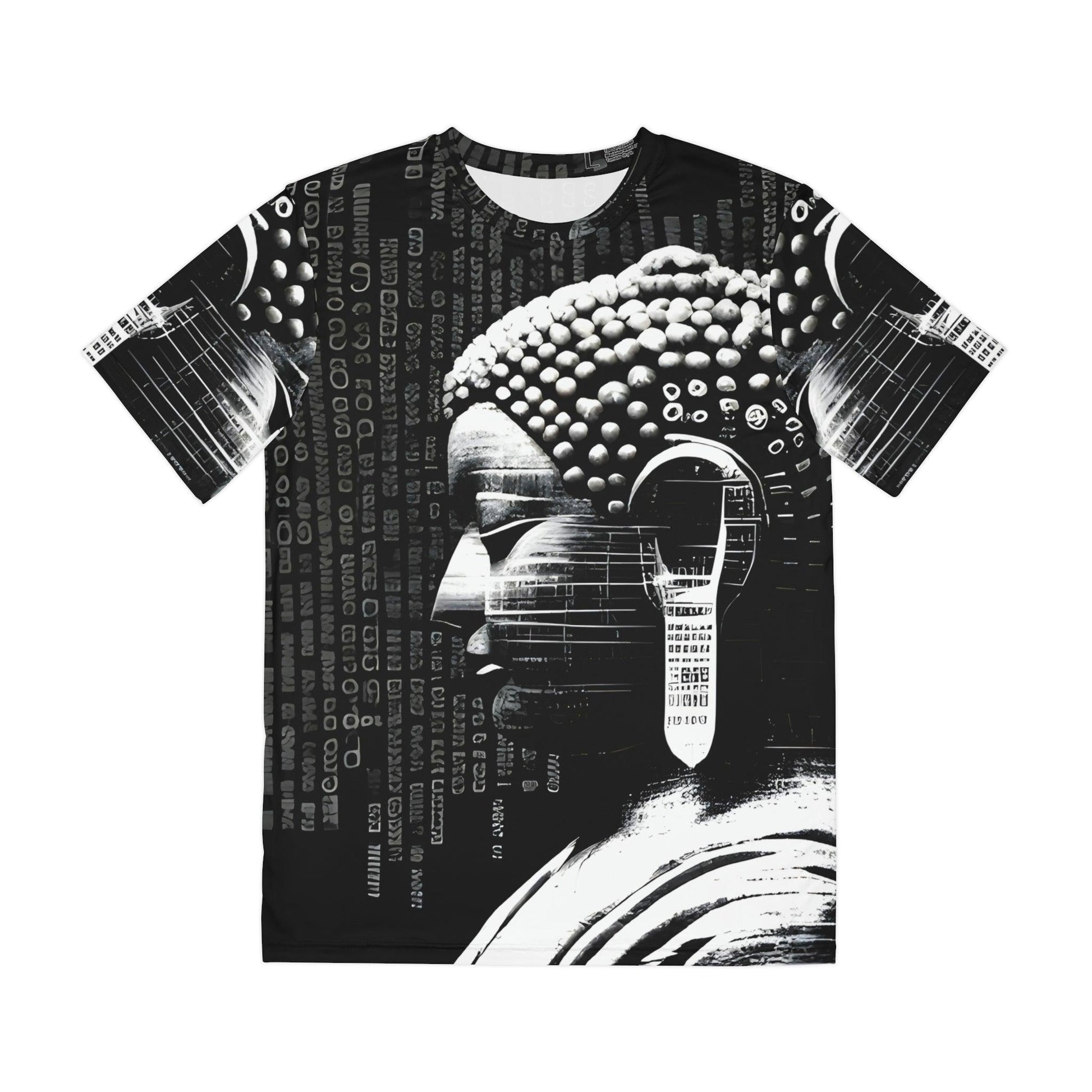 Earpath to Enlightenment - Buddha Bohdisatva, For Him Polyester Tee Shirt (AOP) - All Over Print - Street Wear - Festival Wear by Meta Zen v1.1 - Alchemystics.org