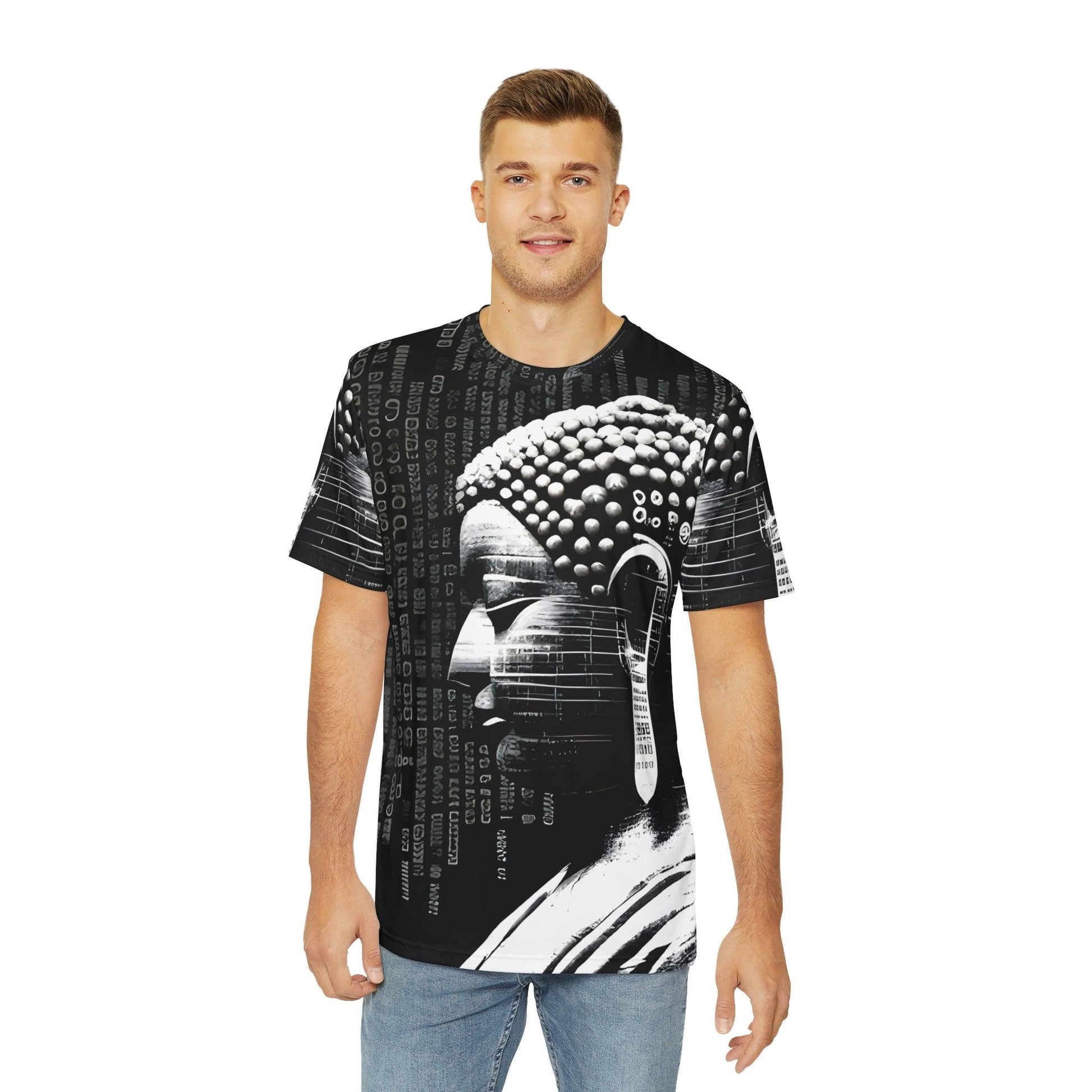 Earpath to Enlightenment - Buddha Bohdisatva, For Him Polyester Tee Shirt (AOP) - All Over Print - Street Wear - Festival Wear by Meta Zen v1.1 - Alchemystics.org