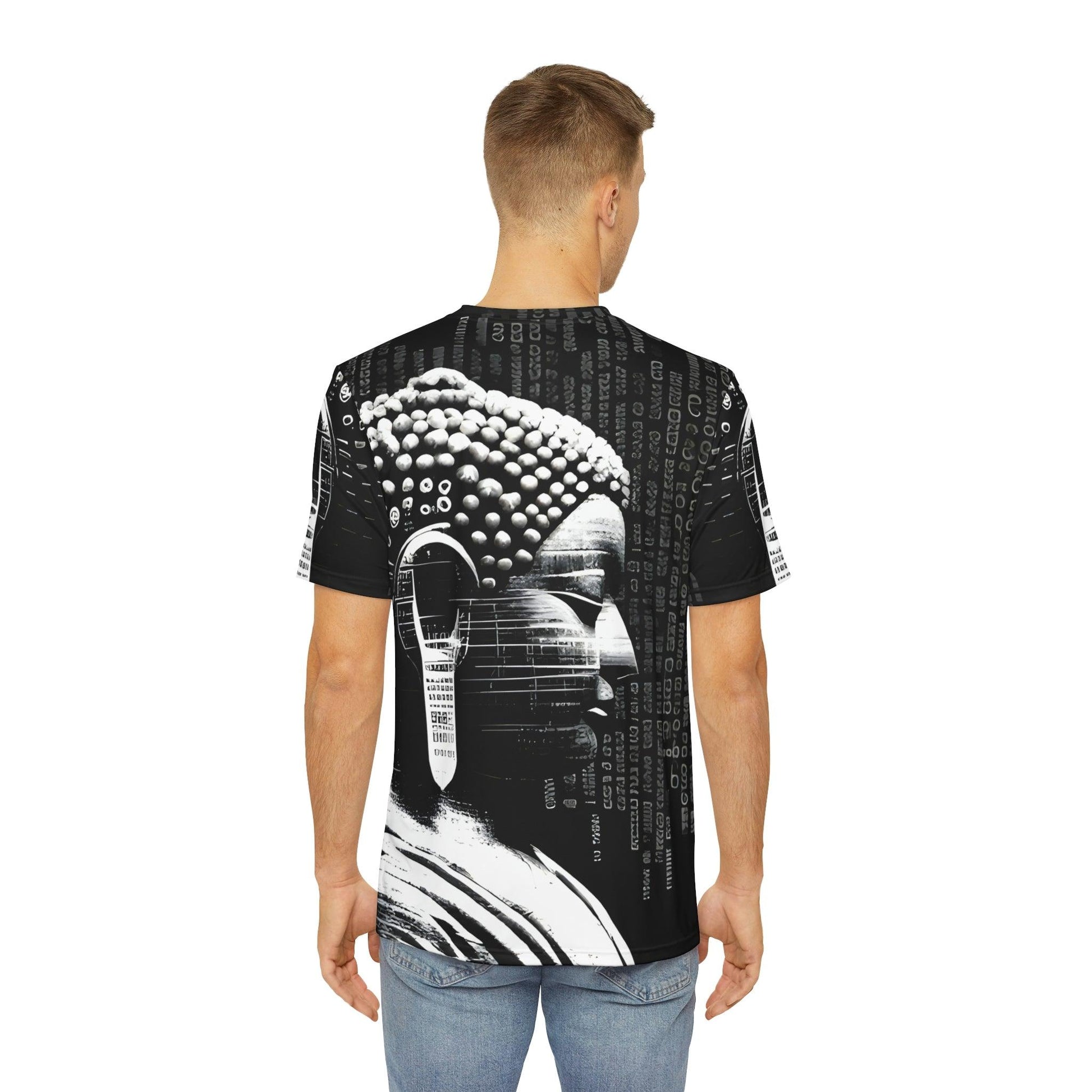 Earpath to Enlightenment - Buddha Bohdisatva, For Him Polyester Tee Shirt (AOP) - All Over Print - Street Wear - Festival Wear by Meta Zen v1.1 - Alchemystics.org