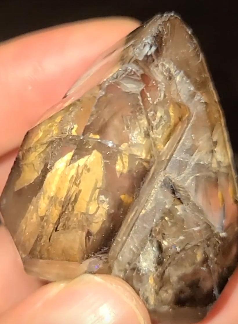 Elestial Smokey Quartz with Rainbows and clay inclusions - Alchemystics.org