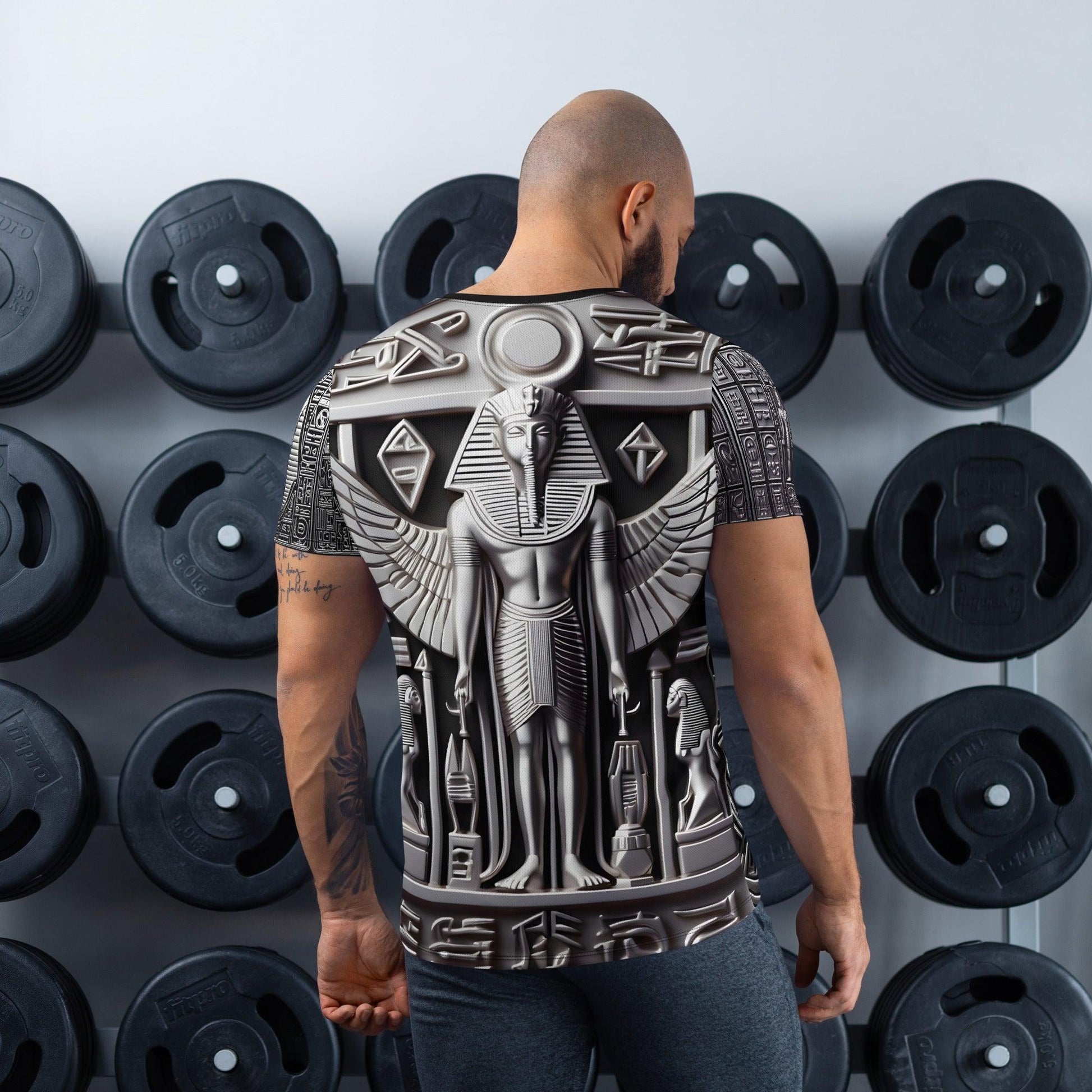 Eye Of Horus Egyptian Hieroglyphics Men's Athletic Sublimation T-shirt by Meta Zen - Alchemystics.org