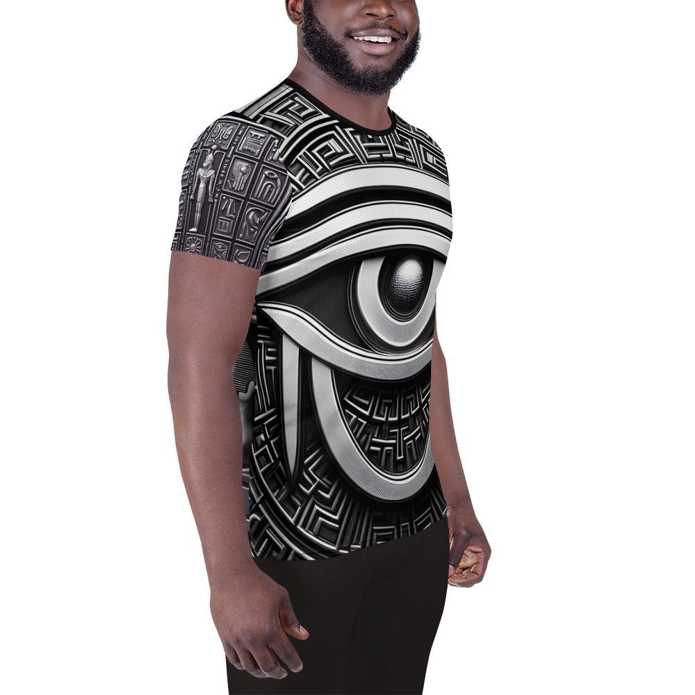 Eye Of Horus Egyptian Hieroglyphics Men's Athletic Sublimation T-shirt by Meta Zen - Alchemystics.org
