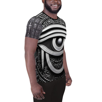 Eye Of Horus Egyptian Hieroglyphics Men's Athletic Sublimation T-shirt by Meta Zen - Alchemystics.org