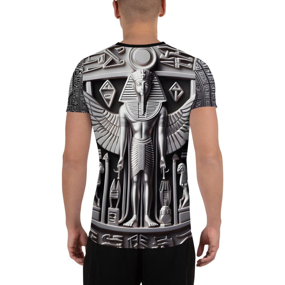 Eye Of Horus Egyptian Hieroglyphics Men's Athletic Sublimation T-shirt by Meta Zen - Alchemystics.org