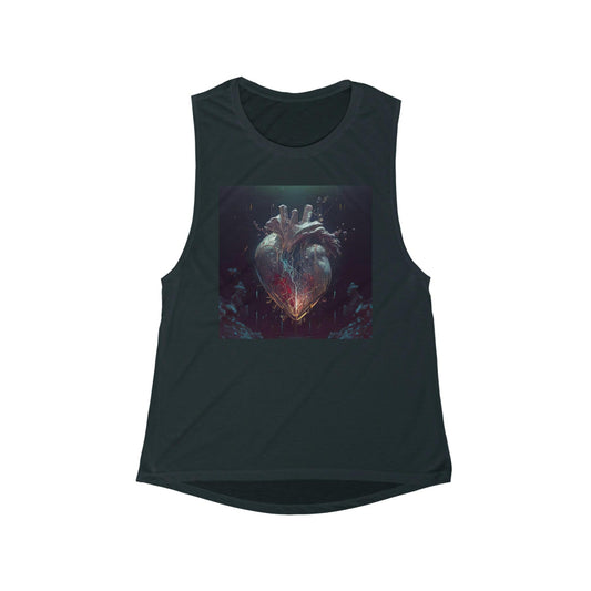 For Her -Flowy Scoop Muscle Tank - AI Art - Mending Heart - Alchemystics.org