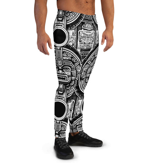 Mayan Aztec Hieroglyphic Tribal Unisex Festival Rave Jogger Pants by Meta Zen v1.0 - Alchemystics.org