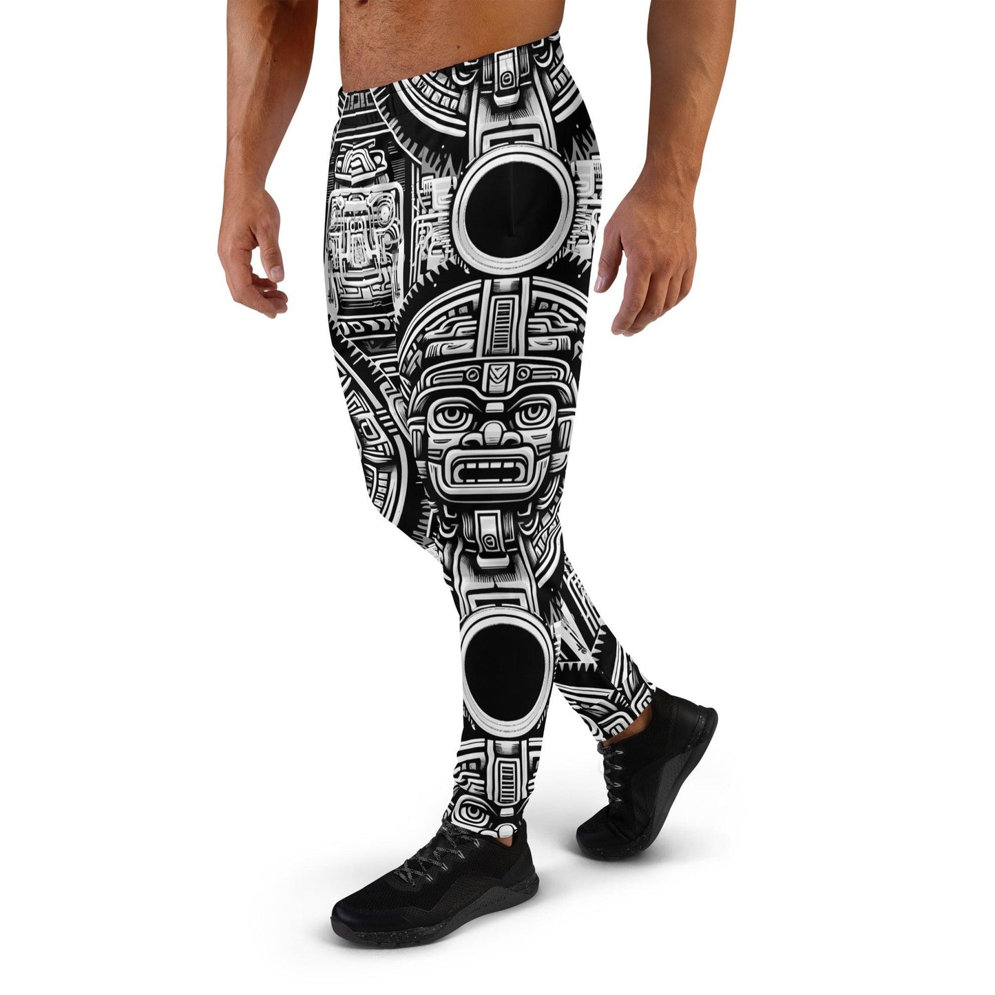 Mayan Aztec Hieroglyphic Tribal Unisex Festival Rave Jogger Pants by Meta Zen v1.0 - Alchemystics.org