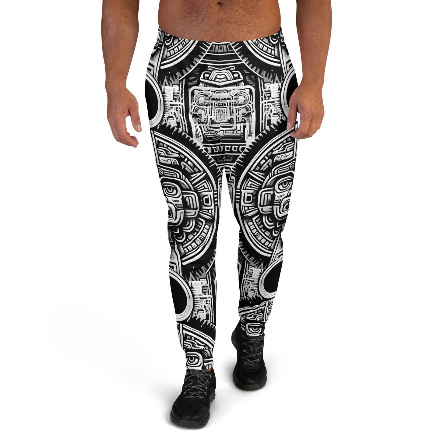 Mayan Aztec Hieroglyphic Tribal Unisex Festival Rave Jogger Pants by Meta Zen v1.0 - Alchemystics.org