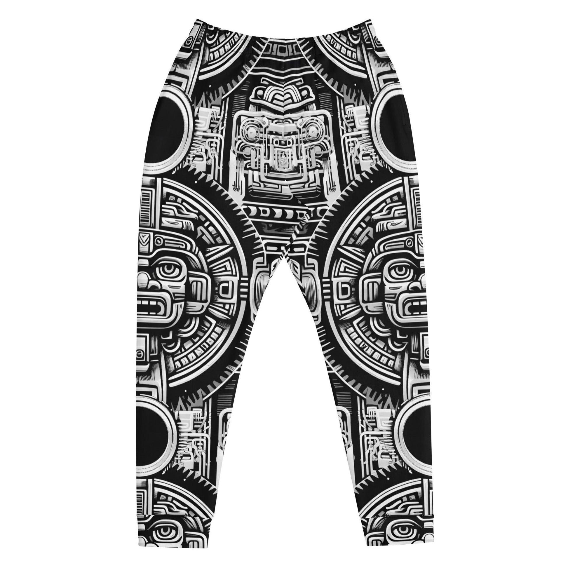 Mayan Aztec Hieroglyphic Tribal Unisex Festival Rave Jogger Pants by Meta Zen v1.0 - Alchemystics.org