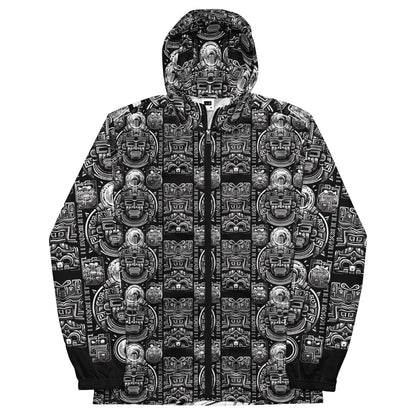 Mayan / Aztec Warrior All Over Print Unisex Windbreaker with Zippered Pockets by Metz Zen v1.0 - Alchemystics.org