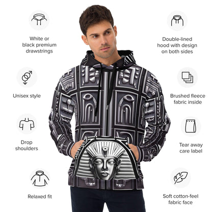 Men’s Eye of Horus Ancient Egyptian Hieroglyphics Pharoah Unisex Hoodie by Meta Zen v1.0 - Alchemystics.org