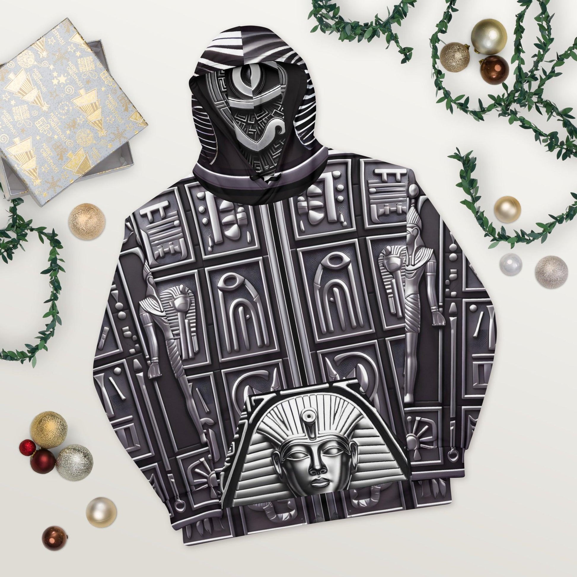 Men’s Eye of Horus Ancient Egyptian Hieroglyphics Pharoah Unisex Hoodie by Meta Zen v1.0 - Alchemystics.org