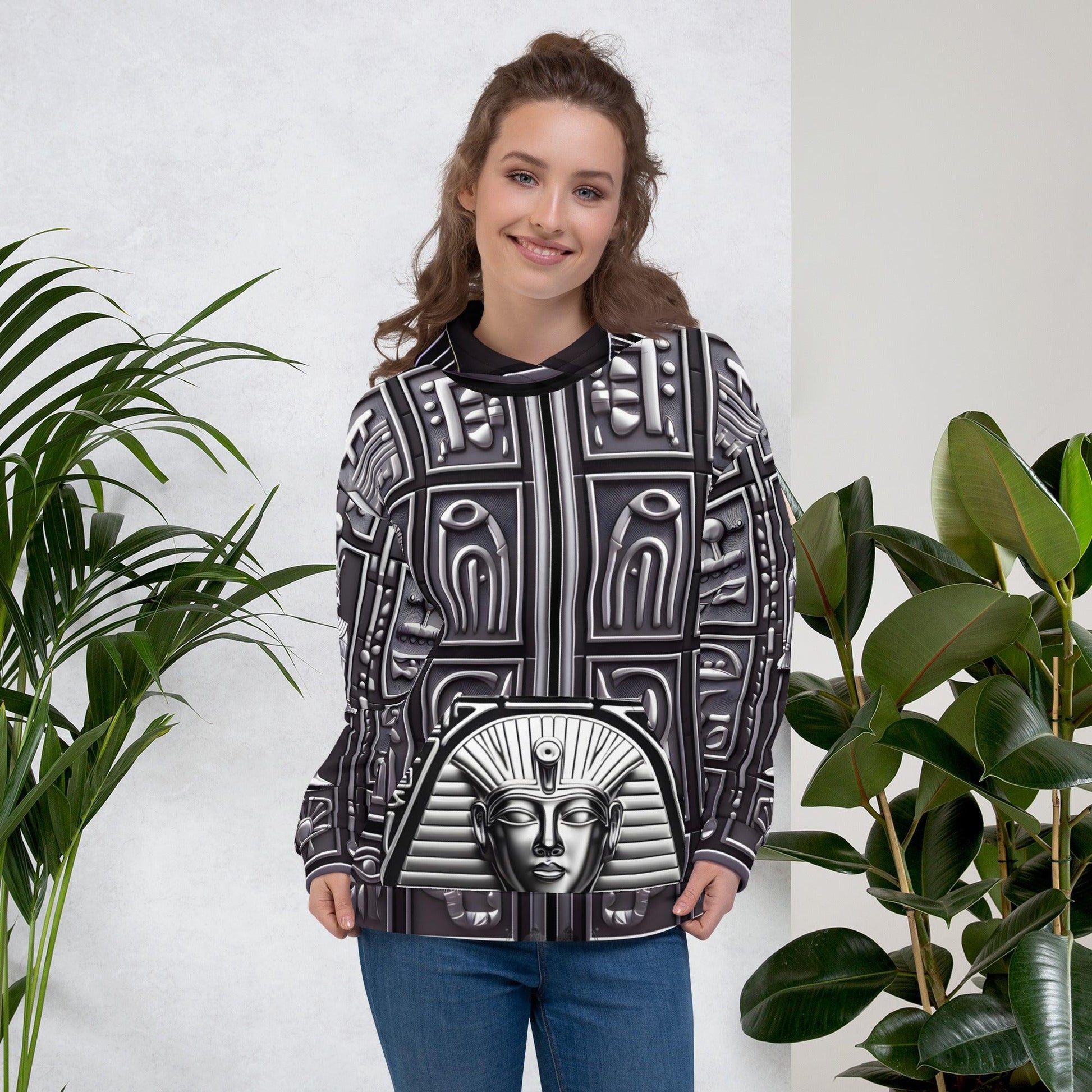 Men’s Eye of Horus Ancient Egyptian Hieroglyphics Pharoah Unisex Hoodie by Meta Zen v1.0 - Alchemystics.org