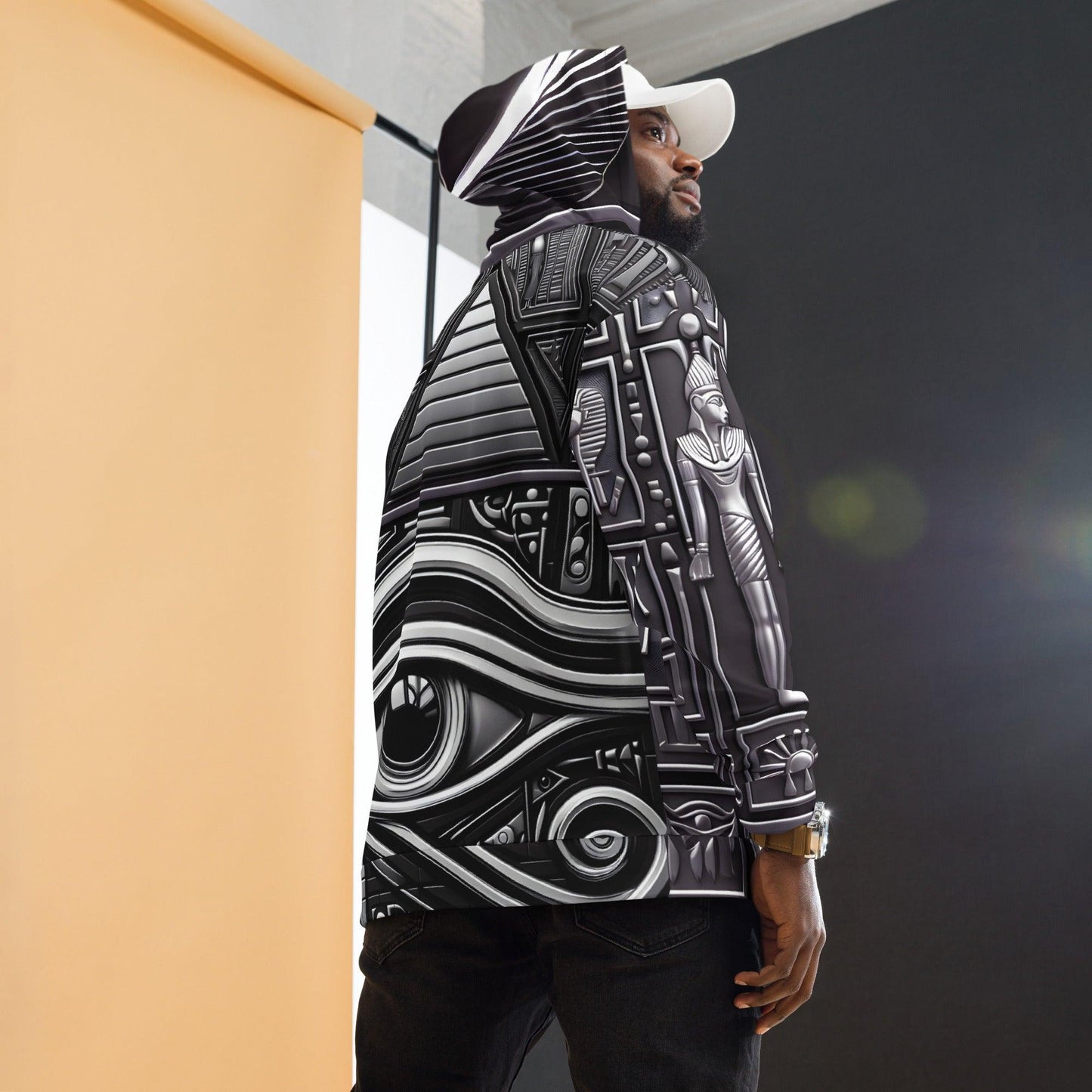 Men’s Eye of Horus Ancient Egyptian Hieroglyphics Pharoah Unisex Hoodie by Meta Zen v1.0 - Alchemystics.org