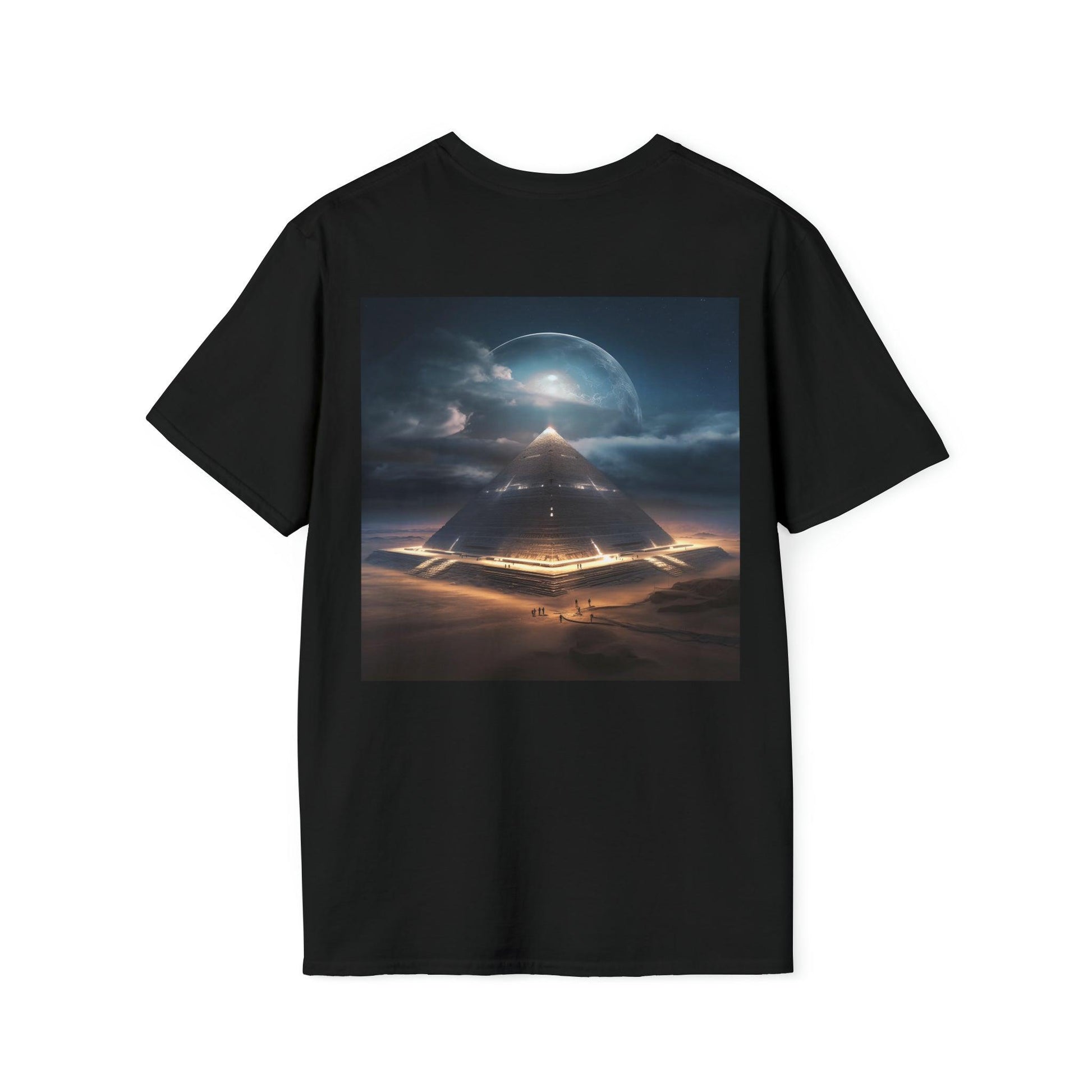 Meta Zen's Journey to the Eclipse at The Egyptian Pyramids - Visionary Psychedelic Ai Art Men's and Women's Unisex Soft Style T-Shirt for Festival and Street Wear - Alchemystics.org
