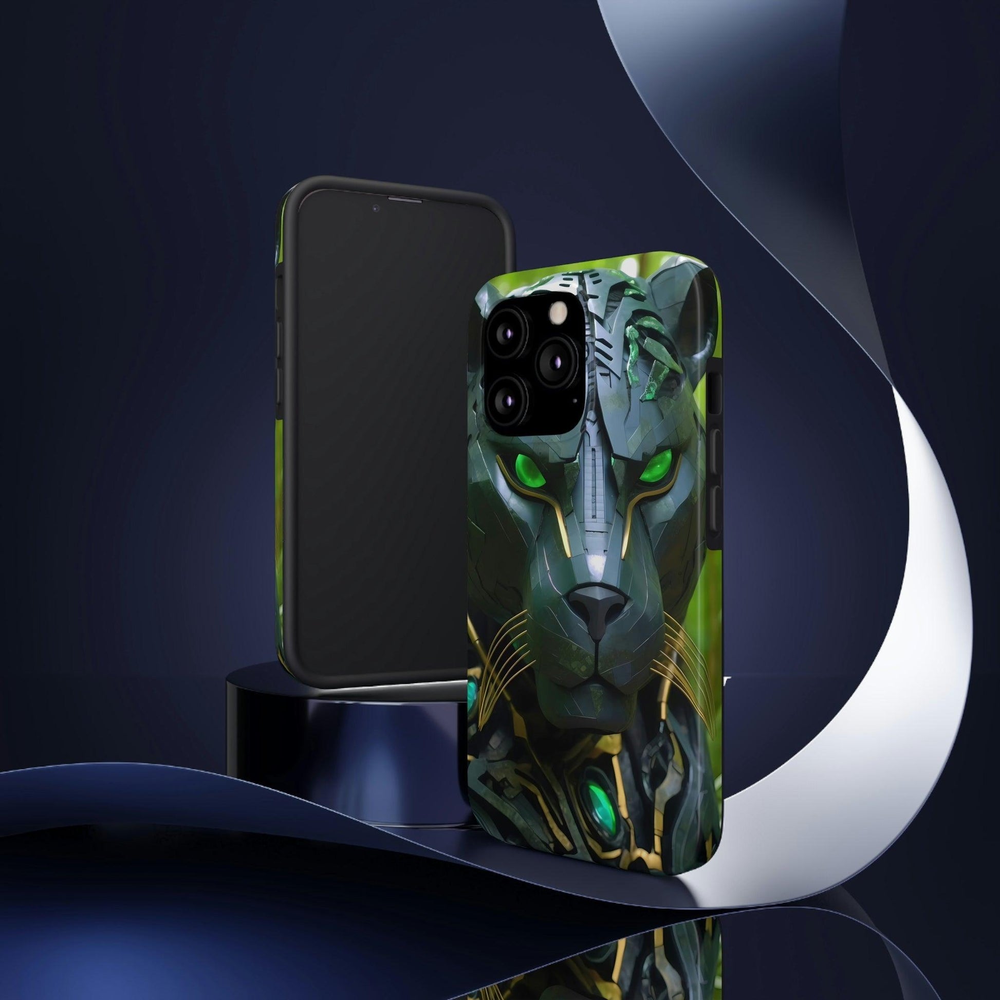 Obsidian Amazonian Black Panther Visionary Ai Art Phone Case - Tough, Unique, Custom Design by Alchemystics - Alchemystics.org