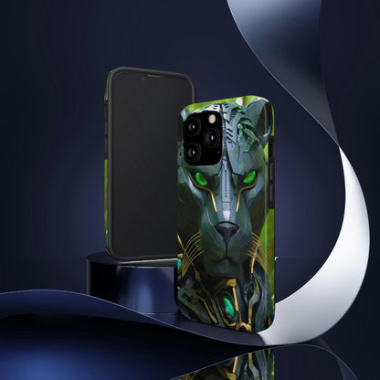 Obsidian Amazonian Black Panther Visionary Ai Art Phone Case - Tough, Unique, Custom Design by Alchemystics - Alchemystics.org