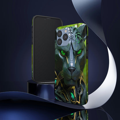 Obsidian Amazonian Black Panther Visionary Ai Art Phone Case - Tough, Unique, Custom Design by Alchemystics - Alchemystics.org