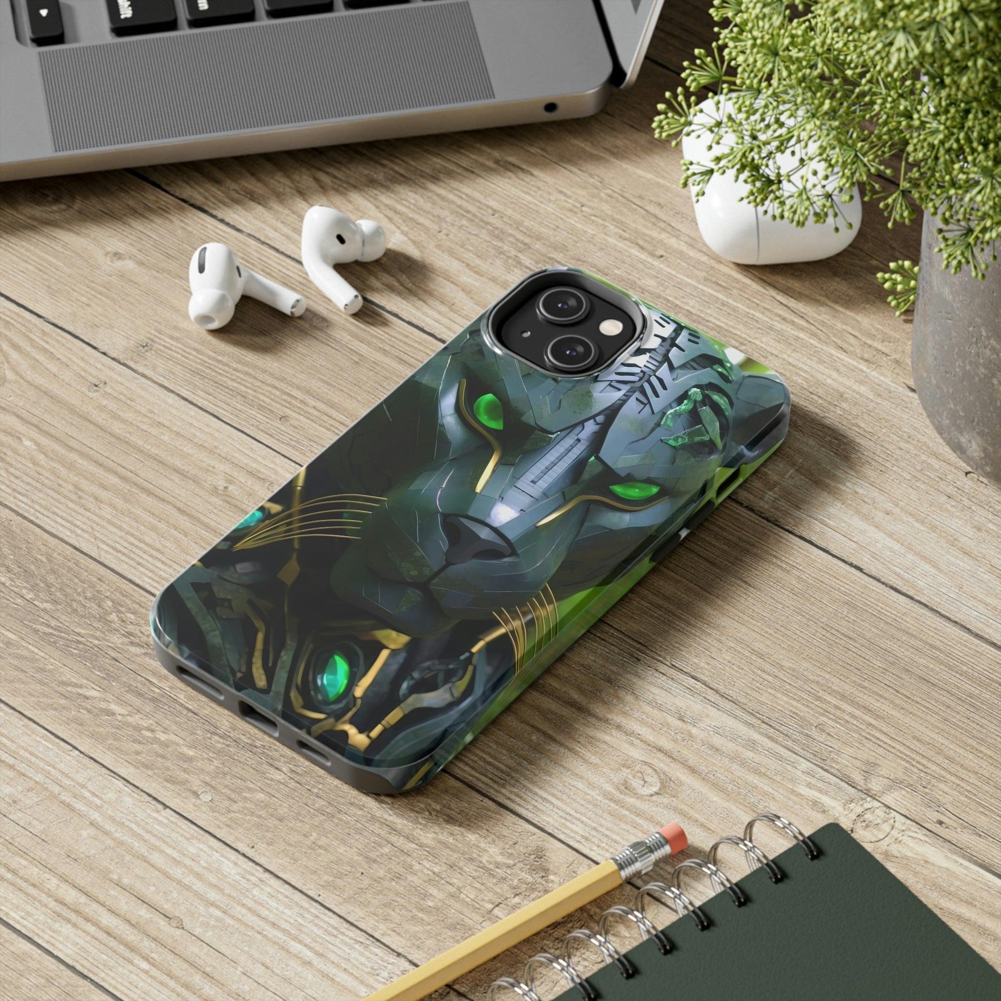 Obsidian Amazonian Black Panther Visionary Ai Art Phone Case - Tough, Unique, Custom Design by Alchemystics - Alchemystics.org