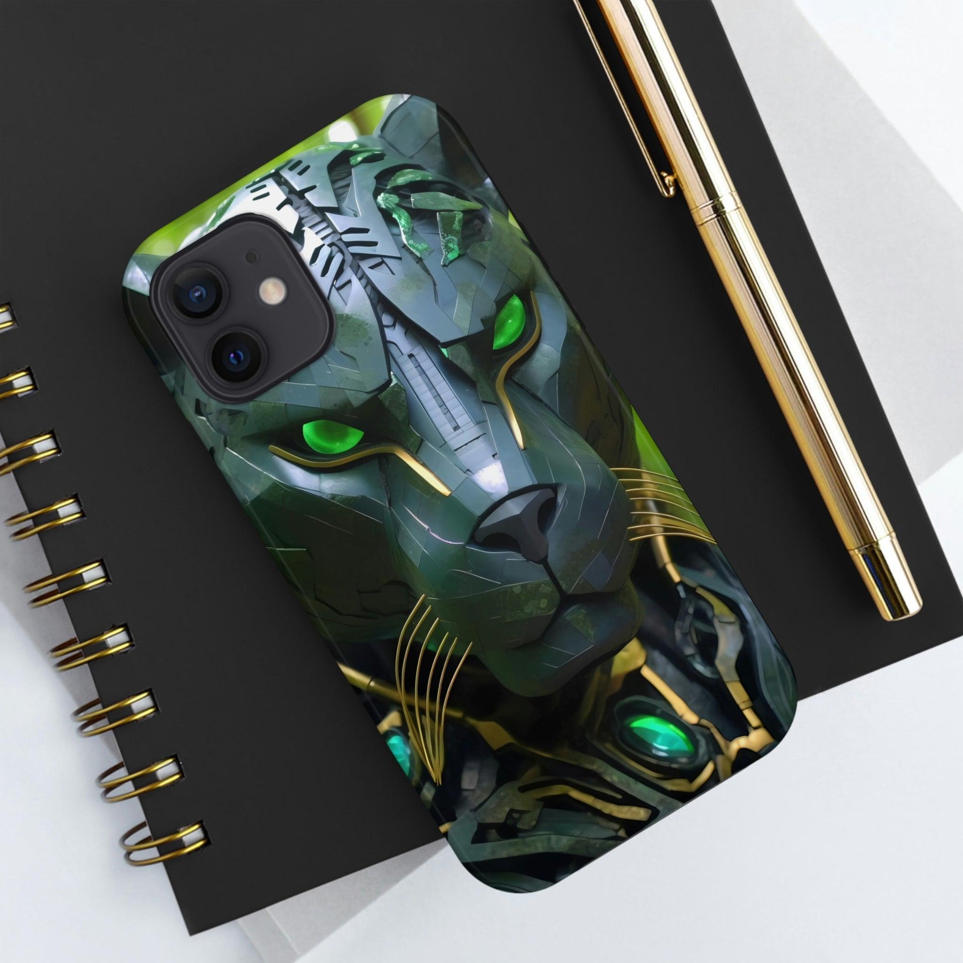 Obsidian Amazonian Black Panther Visionary Ai Art Phone Case - Tough, Unique, Custom Design by Alchemystics - Alchemystics.org