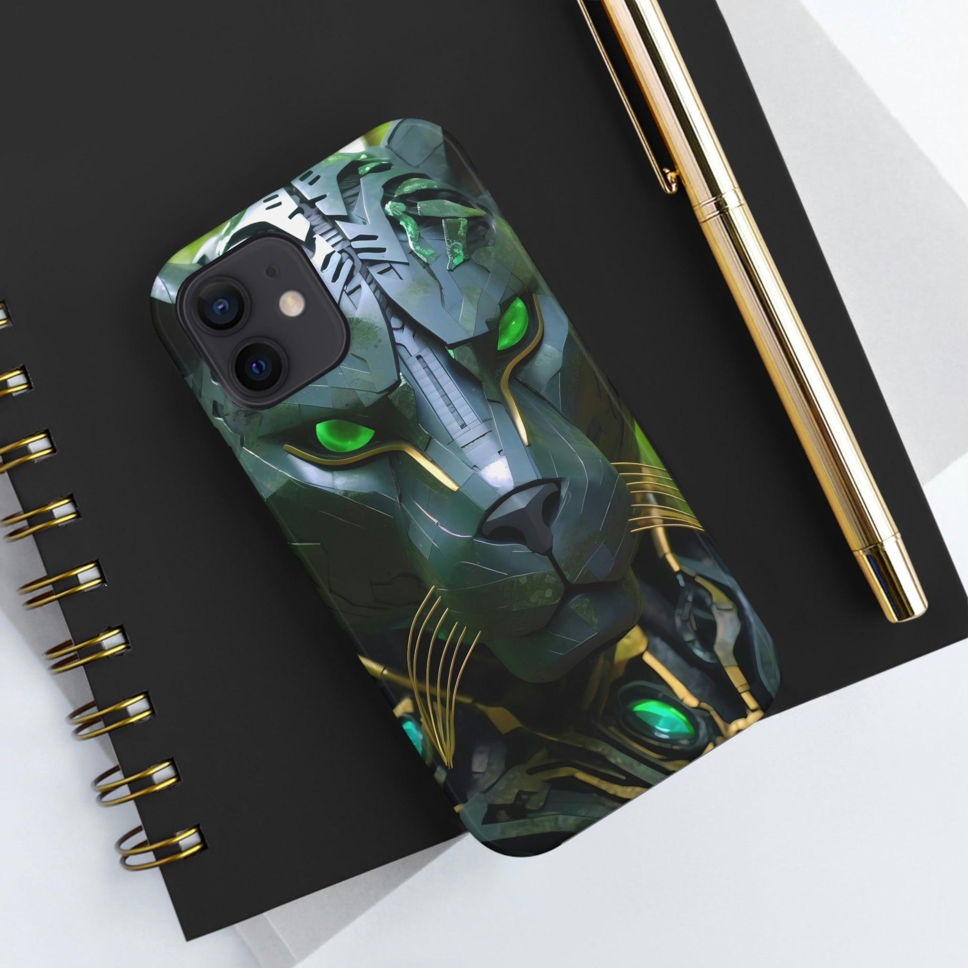 Obsidian Amazonian Black Panther Visionary Ai Art Phone Case - Tough, Unique, Custom Design by Alchemystics - Alchemystics.org