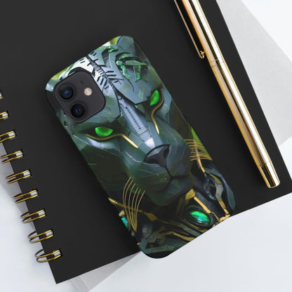 Obsidian Amazonian Black Panther Visionary Ai Art Phone Case - Tough, Unique, Custom Design by Alchemystics - Alchemystics.org