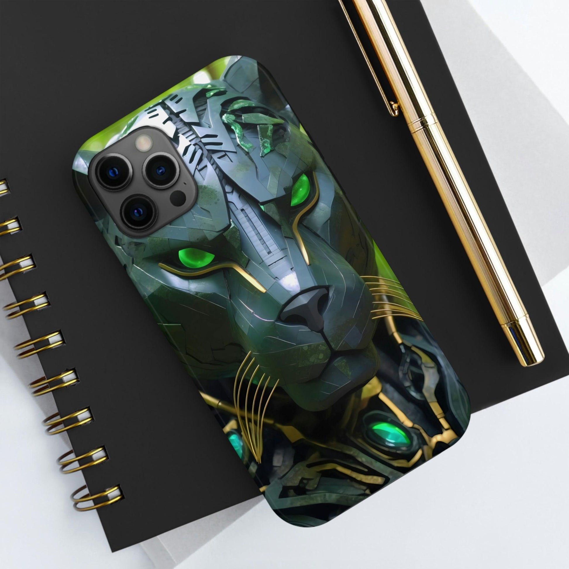 Obsidian Amazonian Black Panther Visionary Ai Art Phone Case - Tough, Unique, Custom Design by Alchemystics - Alchemystics.org