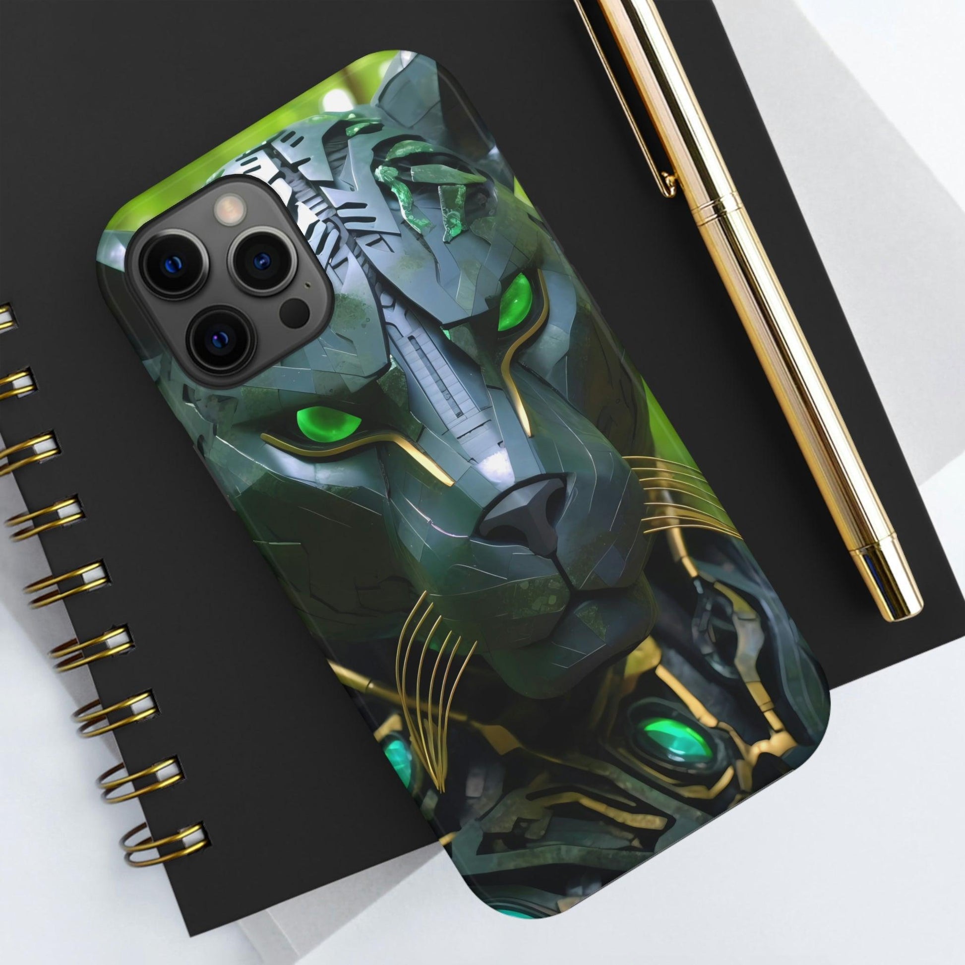 Obsidian Amazonian Black Panther Visionary Ai Art Phone Case - Tough, Unique, Custom Design by Alchemystics - Alchemystics.org