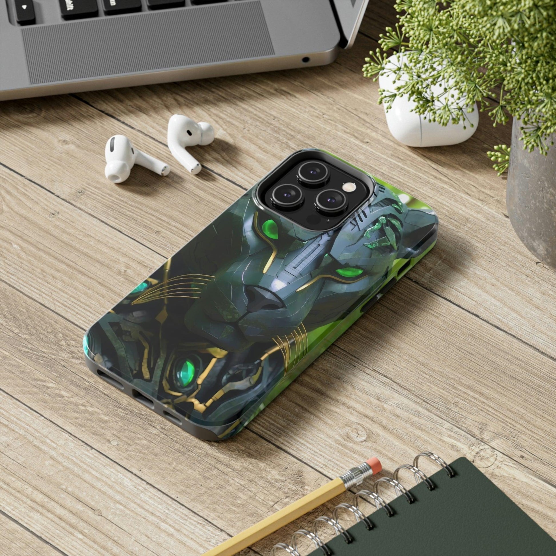 Obsidian Amazonian Black Panther Visionary Ai Art Phone Case - Tough, Unique, Custom Design by Alchemystics - Alchemystics.org