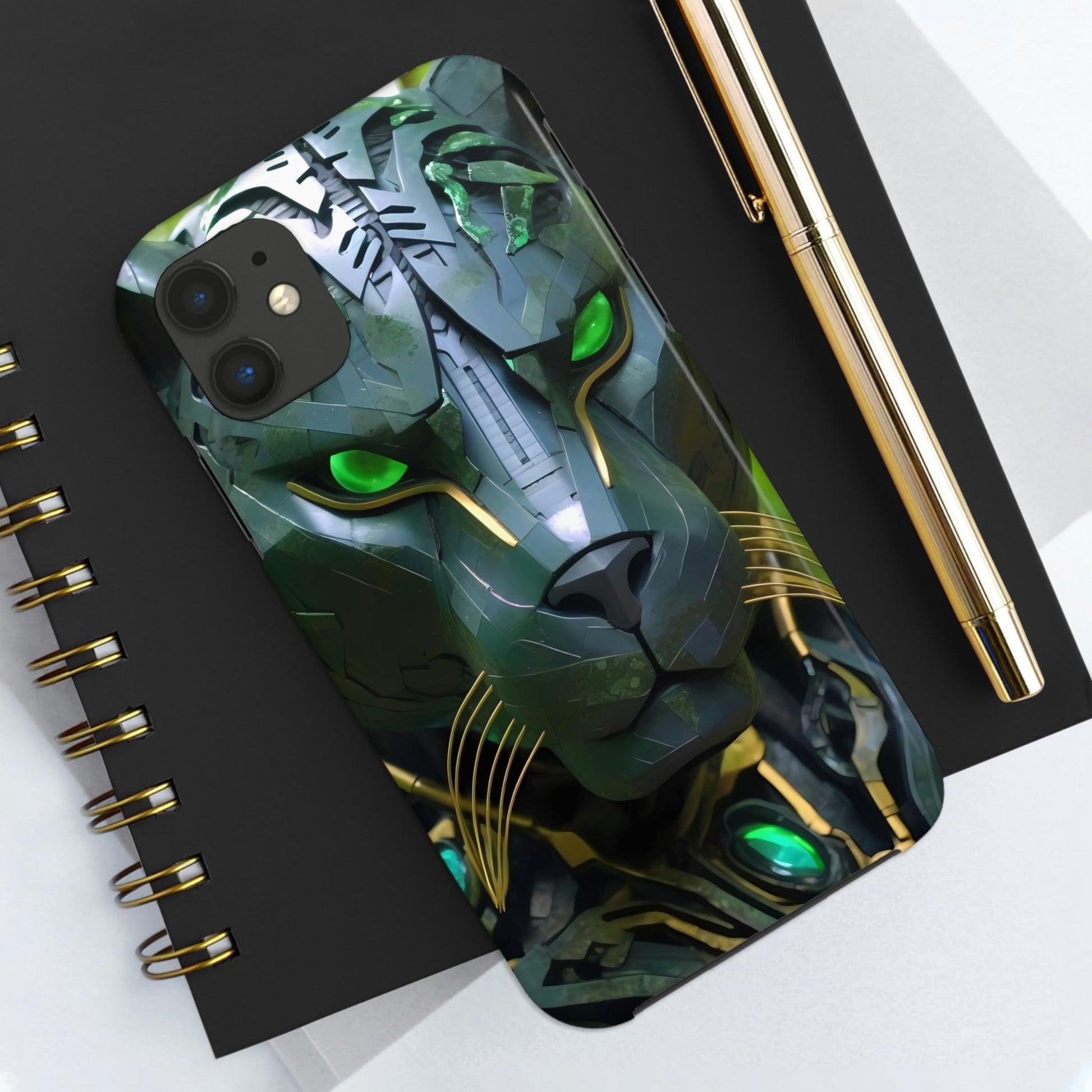 Obsidian Amazonian Black Panther Visionary Ai Art Phone Case - Tough, Unique, Custom Design by Alchemystics - Alchemystics.org