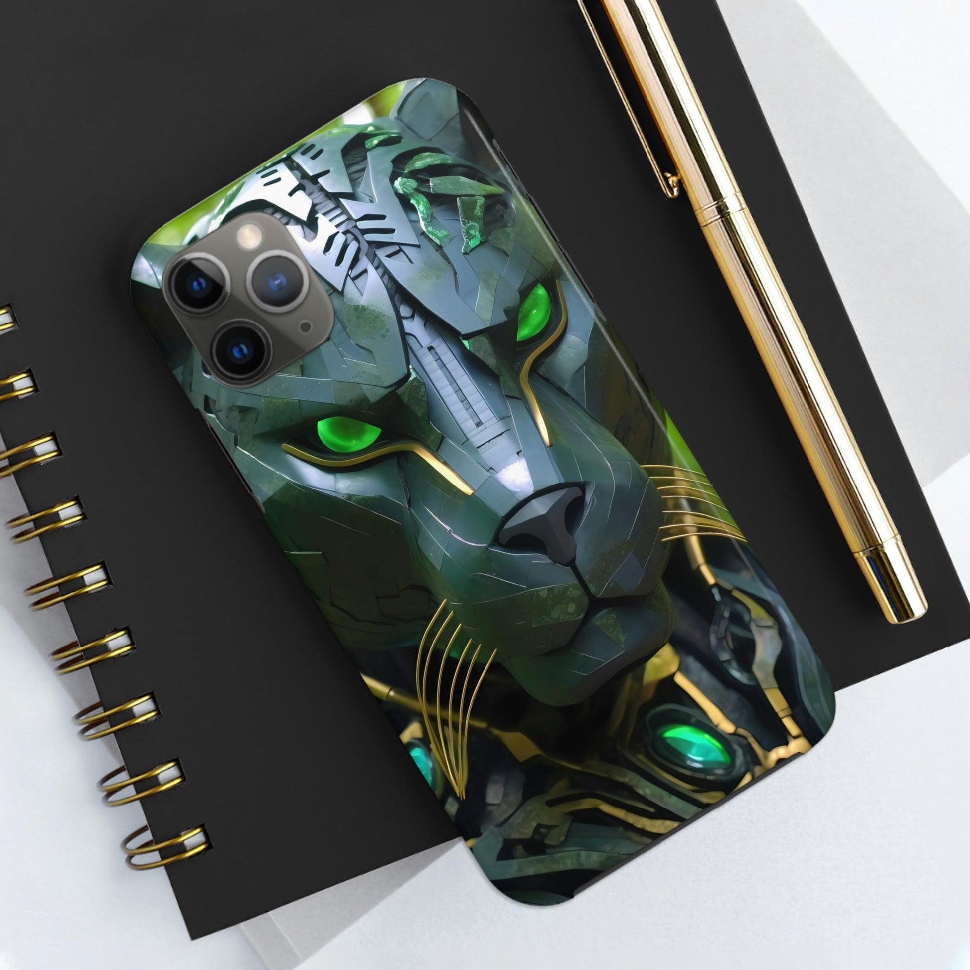Obsidian Amazonian Black Panther Visionary Ai Art Phone Case - Tough, Unique, Custom Design by Alchemystics - Alchemystics.org