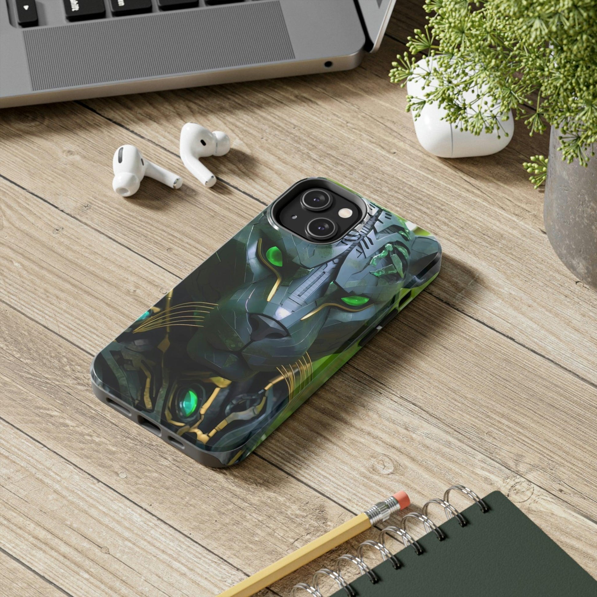 Obsidian Amazonian Black Panther Visionary Ai Art Phone Case - Tough, Unique, Custom Design by Alchemystics - Alchemystics.org