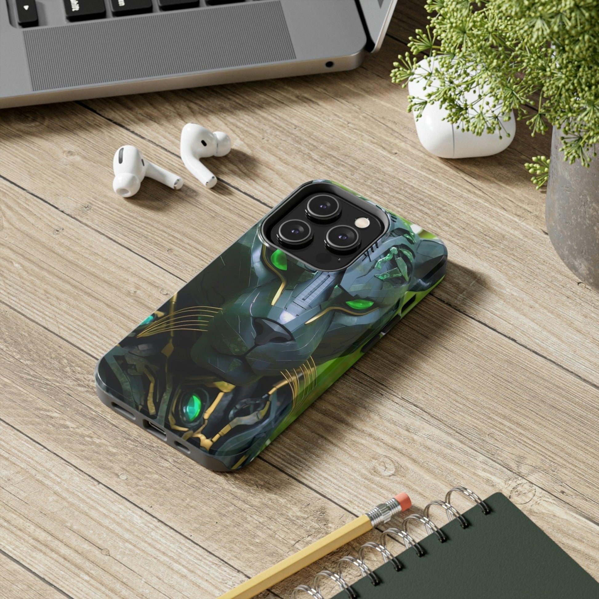 Obsidian Amazonian Black Panther Visionary Ai Art Phone Case - Tough, Unique, Custom Design by Alchemystics - Alchemystics.org